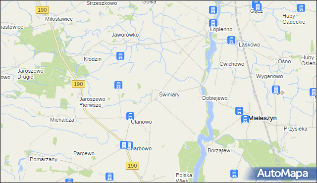 mapa Świniary gmina Kłecko, Świniary gmina Kłecko na mapie Targeo