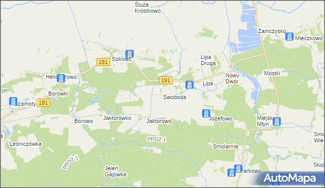mapa Swoboda gmina Szamocin, Swoboda gmina Szamocin na mapie Targeo
