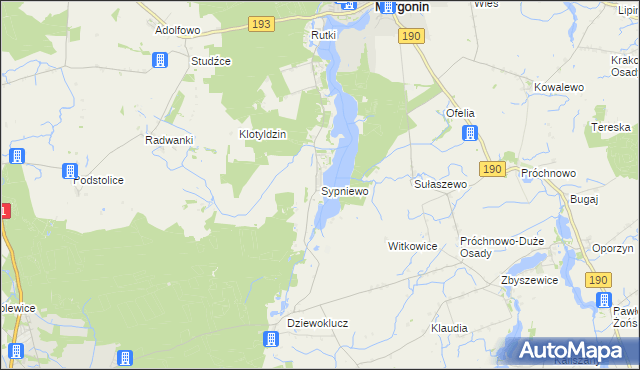 mapa Sypniewo gmina Margonin, Sypniewo gmina Margonin na mapie Targeo