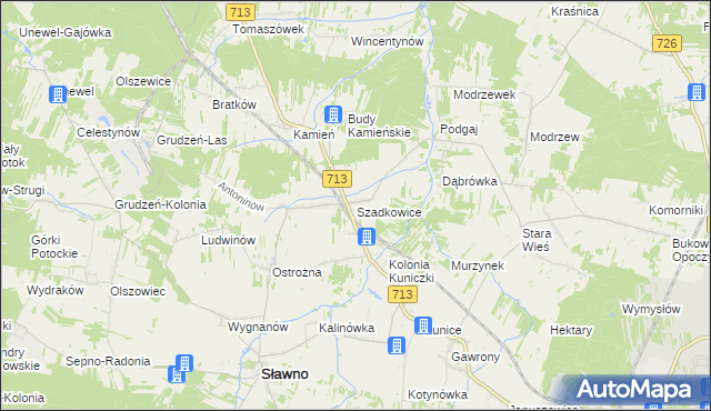 mapa Szadkowice gmina Sławno, Szadkowice gmina Sławno na mapie Targeo