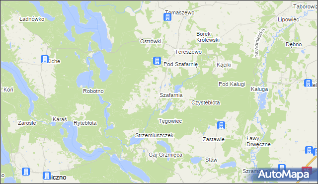 mapa Szafarnia gmina Kurzętnik, Szafarnia gmina Kurzętnik na mapie Targeo