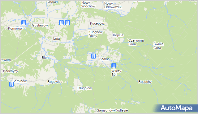 mapa Szałas gmina Zagnańsk, Szałas gmina Zagnańsk na mapie Targeo