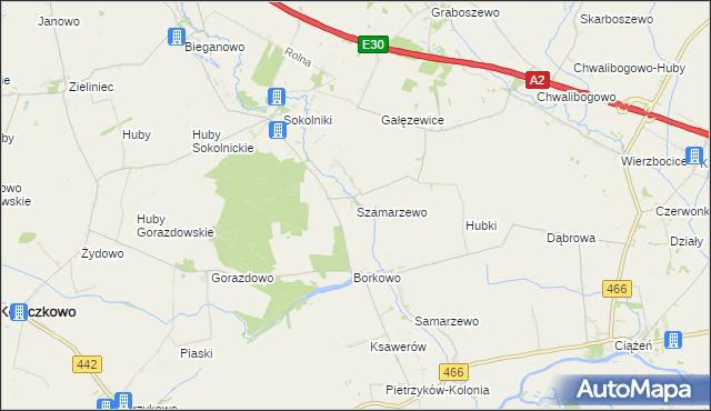 mapa Szamarzewo, Szamarzewo na mapie Targeo