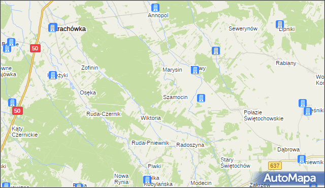 mapa Szamocin gmina Strachówka, Szamocin gmina Strachówka na mapie Targeo