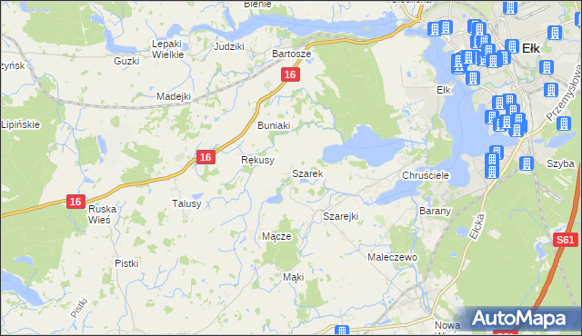 mapa Szarek gmina Ełk, Szarek gmina Ełk na mapie Targeo