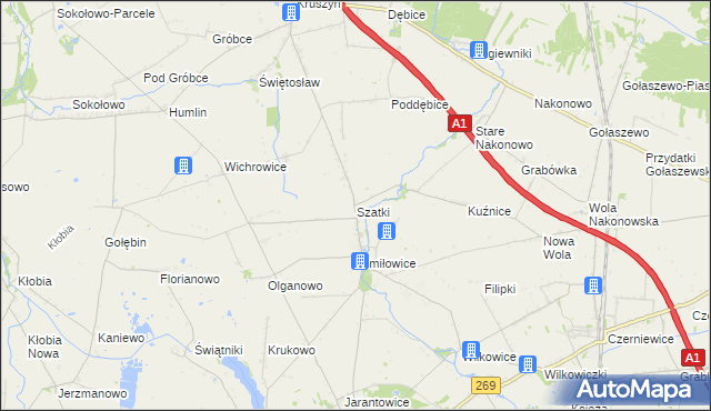 mapa Szatki gmina Choceń, Szatki gmina Choceń na mapie Targeo