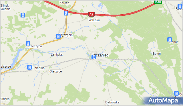 mapa Szczaniec, Szczaniec na mapie Targeo