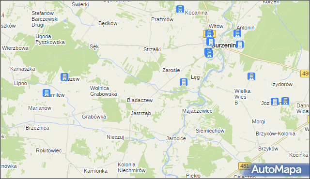 mapa Szczawno gmina Burzenin, Szczawno gmina Burzenin na mapie Targeo