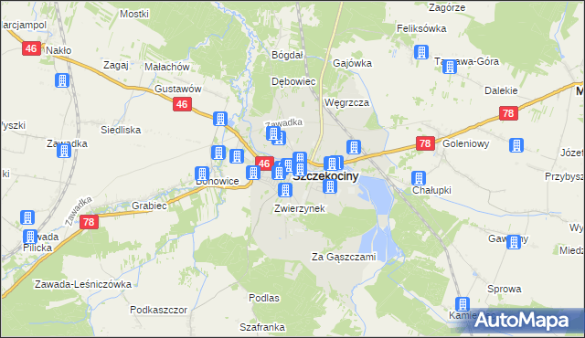 mapa Szczekociny, Szczekociny na mapie Targeo