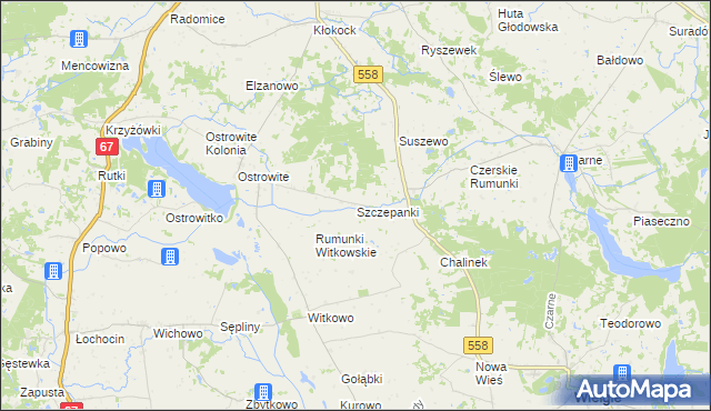 mapa Szczepanki gmina Wielgie, Szczepanki gmina Wielgie na mapie Targeo