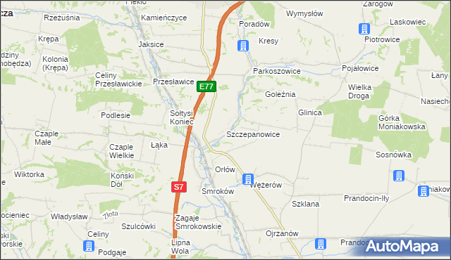 mapa Szczepanowice gmina Miechów, Szczepanowice gmina Miechów na mapie Targeo