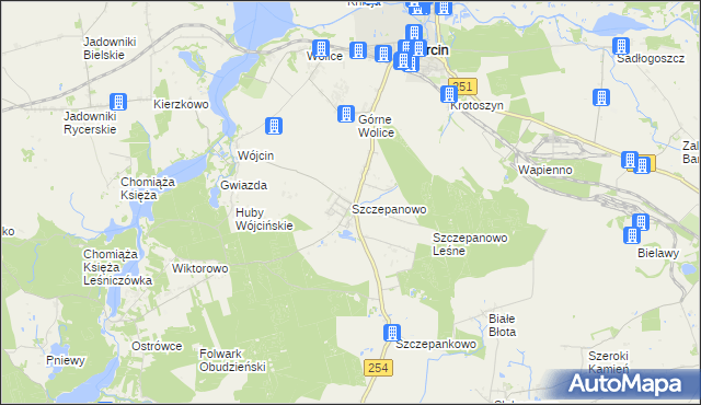 mapa Szczepanowo, Szczepanowo na mapie Targeo