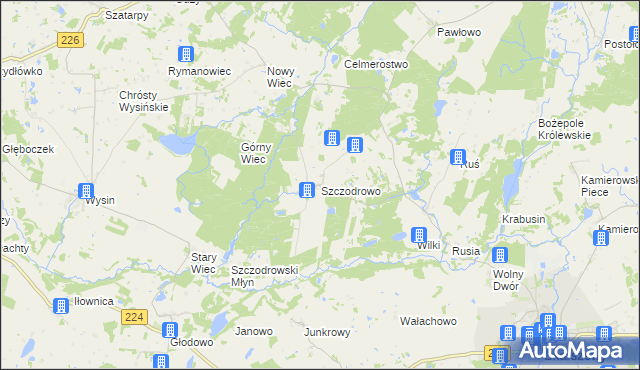 mapa Szczodrowo gmina Skarszewy, Szczodrowo gmina Skarszewy na mapie Targeo