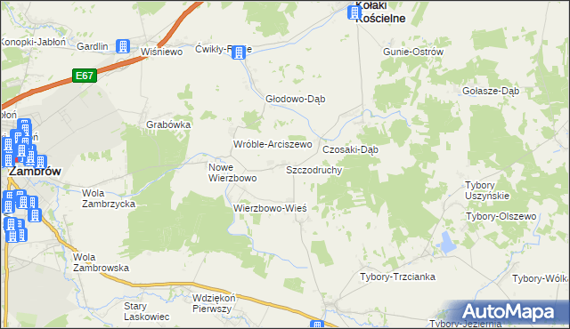 mapa Szczodruchy gmina Kołaki Kościelne, Szczodruchy gmina Kołaki Kościelne na mapie Targeo