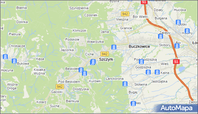 mapa Szczyrk, Szczyrk na mapie Targeo