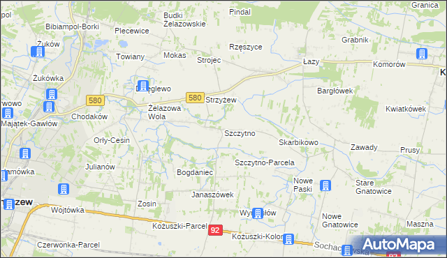 mapa Szczytno gmina Kampinos, Szczytno gmina Kampinos na mapie Targeo