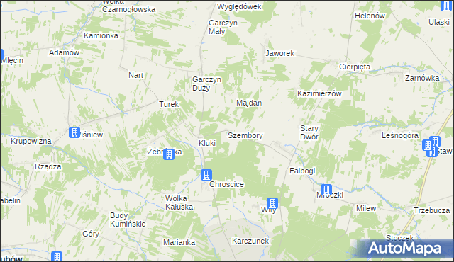 mapa Szembory, Szembory na mapie Targeo