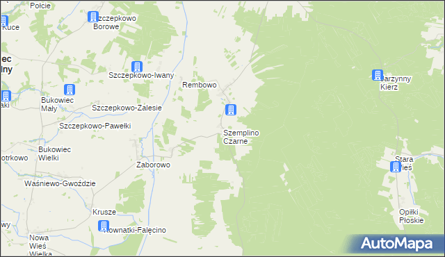 mapa Szemplino Czarne, Szemplino Czarne na mapie Targeo