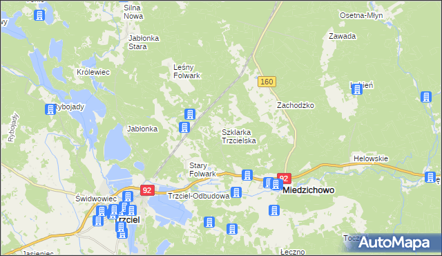 mapa Szklarka Trzcielska, Szklarka Trzcielska na mapie Targeo
