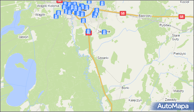 mapa Szparki, Szparki na mapie Targeo