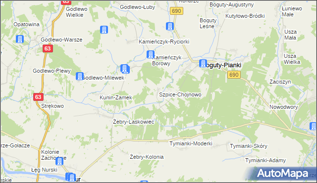 mapa Szpice-Chojnowo, Szpice-Chojnowo na mapie Targeo
