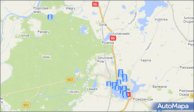 mapa Sztumskie Pole, Sztumskie Pole na mapie Targeo