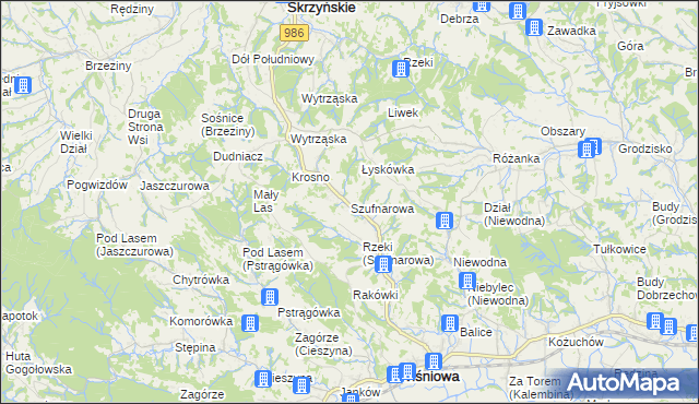 mapa Szufnarowa, Szufnarowa na mapie Targeo