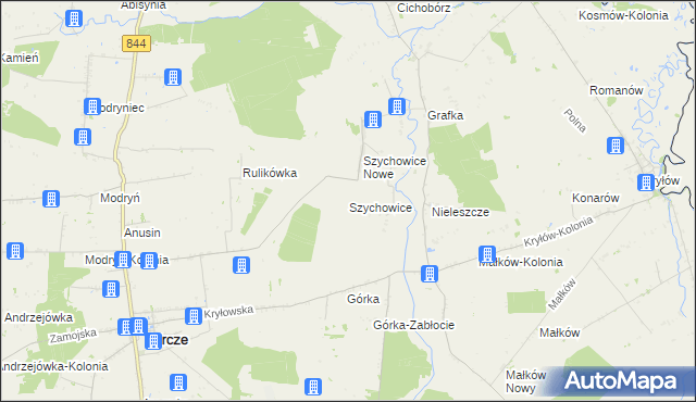 mapa Szychowice, Szychowice na mapie Targeo