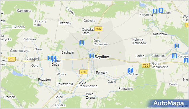 mapa Szydłów powiat staszowski, Szydłów powiat staszowski na mapie Targeo