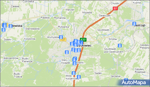mapa Szydłowiec, Szydłowiec na mapie Targeo
