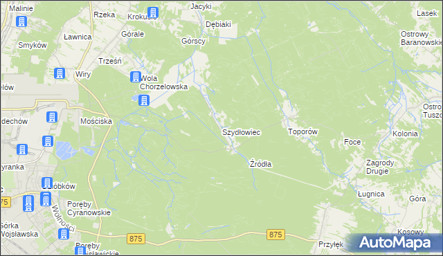 mapa Szydłowiec gmina Mielec, Szydłowiec gmina Mielec na mapie Targeo