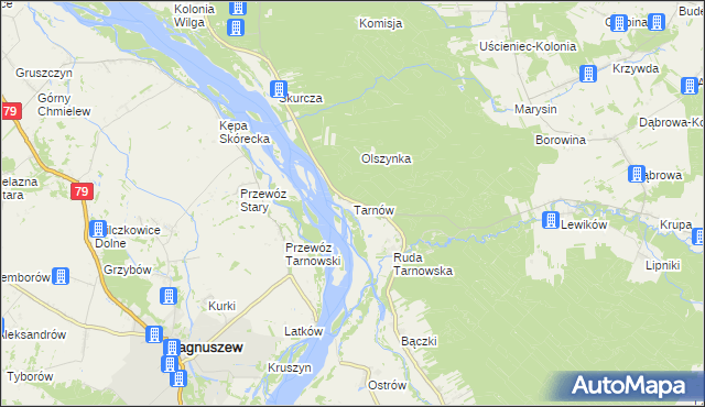 mapa Tarnów gmina Wilga, Tarnów gmina Wilga na mapie Targeo
