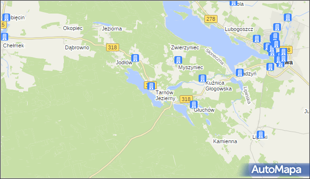 mapa Tarnów Jezierny, Tarnów Jezierny na mapie Targeo