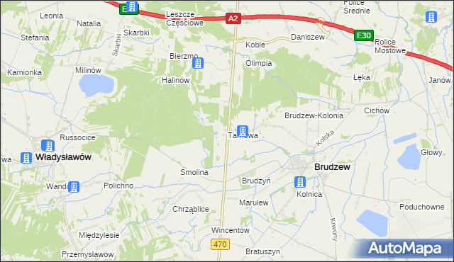 mapa Tarnowa gmina Brudzew, Tarnowa gmina Brudzew na mapie Targeo