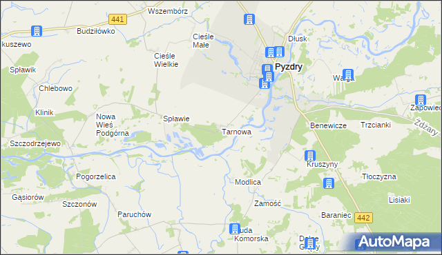 mapa Tarnowa gmina Pyzdry, Tarnowa gmina Pyzdry na mapie Targeo