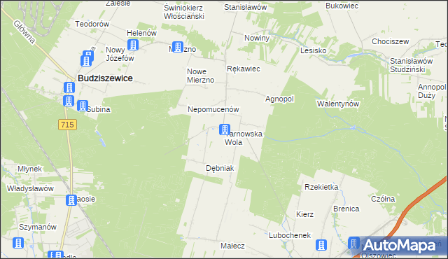 mapa Tarnowska Wola gmina Lubochnia, Tarnowska Wola gmina Lubochnia na mapie Targeo