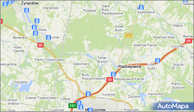 mapa Tartak Brzózki, Tartak Brzózki na mapie Targeo