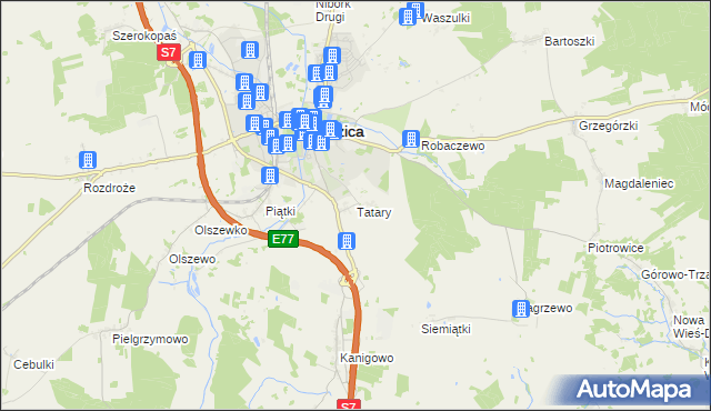 mapa Tatary gmina Nidzica, Tatary gmina Nidzica na mapie Targeo