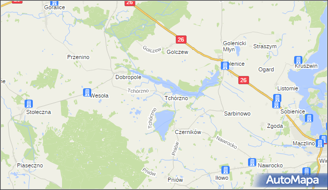 mapa Tchórzno, Tchórzno na mapie Targeo