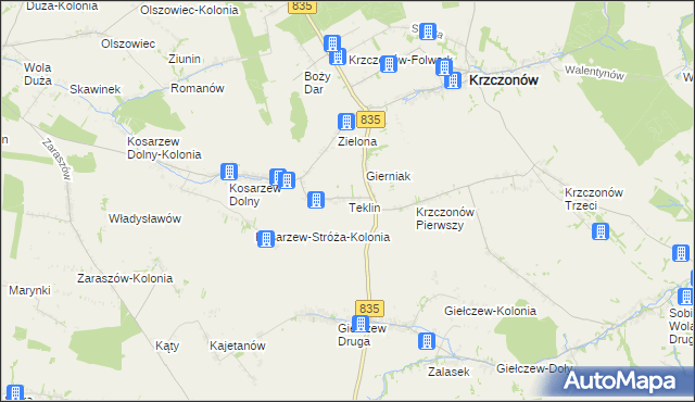 mapa Teklin gmina Krzczonów, Teklin gmina Krzczonów na mapie Targeo