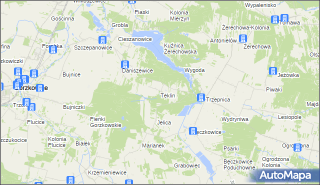 mapa Teklin gmina Łęki Szlacheckie, Teklin gmina Łęki Szlacheckie na mapie Targeo