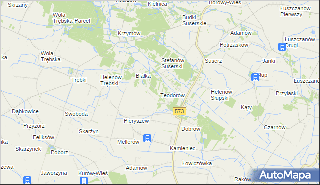 mapa Teodorów gmina Szczawin Kościelny, Teodorów gmina Szczawin Kościelny na mapie Targeo