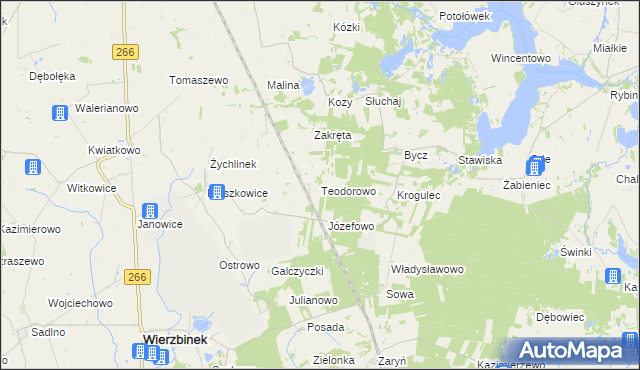 mapa Teodorowo gmina Piotrków Kujawski, Teodorowo gmina Piotrków Kujawski na mapie Targeo