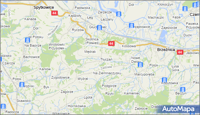 mapa Tłuczań, Tłuczań na mapie Targeo