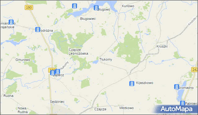 mapa Tłukomy, Tłukomy na mapie Targeo