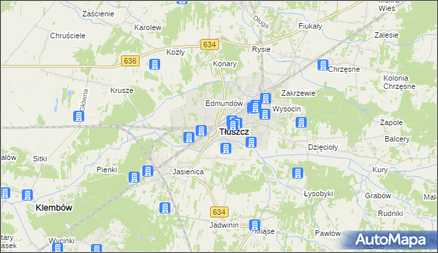 mapa Tłuszcz powiat wołomiński, Tłuszcz powiat wołomiński na mapie Targeo