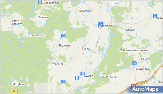 mapa Tokary gmina Sławno, Tokary gmina Sławno na mapie Targeo
