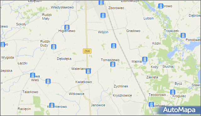 mapa Tomaszewo gmina Wierzbinek, Tomaszewo gmina Wierzbinek na mapie Targeo