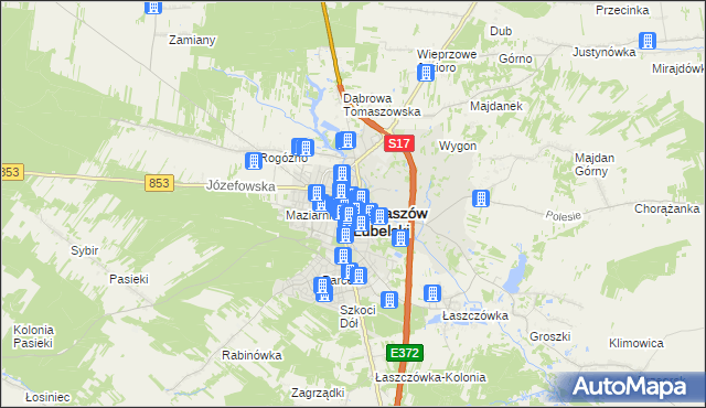 mapa Tomaszów Lubelski, Tomaszów Lubelski na mapie Targeo