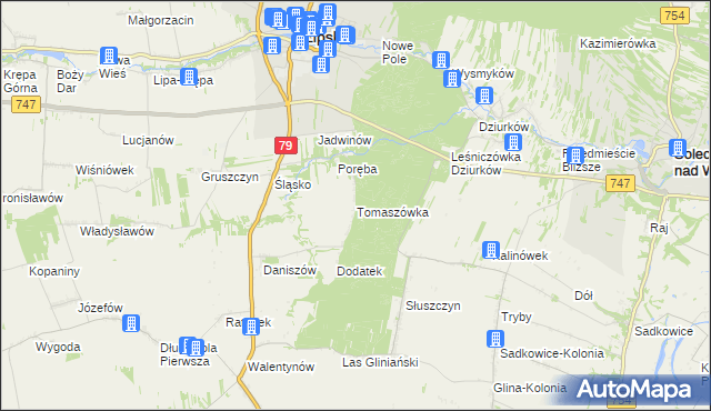 mapa Tomaszówka gmina Lipsko, Tomaszówka gmina Lipsko na mapie Targeo